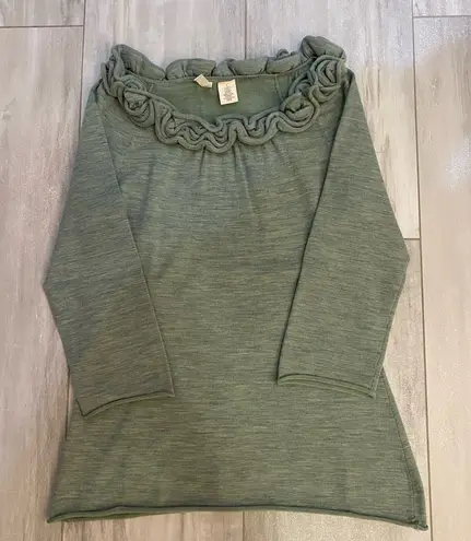 Moth Heathered Olive Green 3/4 Length Sleeve Wool Blend Sweater, size small