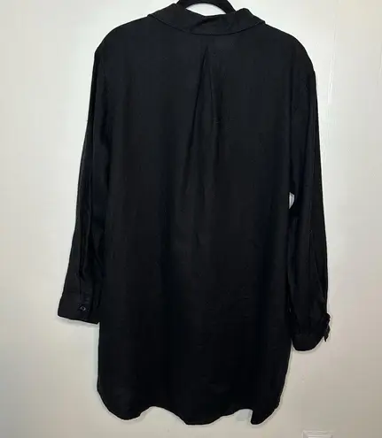 Mark and Graham Linen Pocket Tunic Black Embroidered A Lagenlook XL