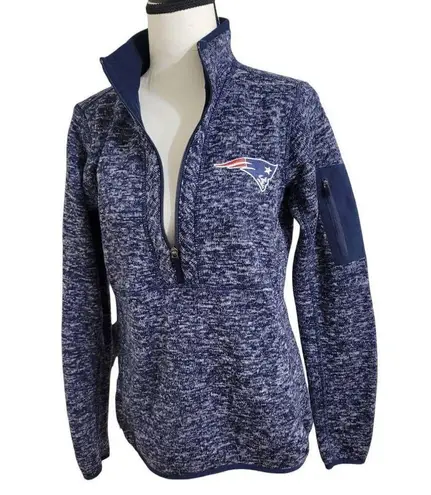 Antigua New England Patriots Women's Sz M Fortune Half-Zip Sweater - Heather Nav