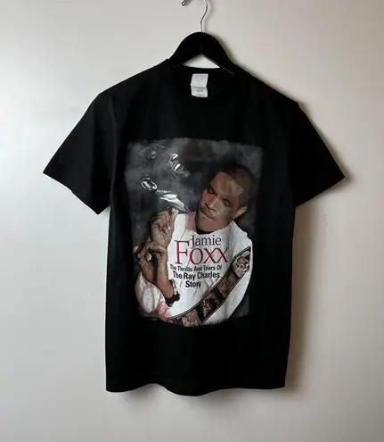 Vintage Y2K Ray Charles Jamie Foxx Movie Tee Black Small S T Shirt Graphic Solid