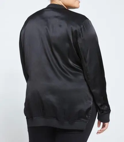 Universal Standard Satin Bomber Jacket - Black - S (14-16)