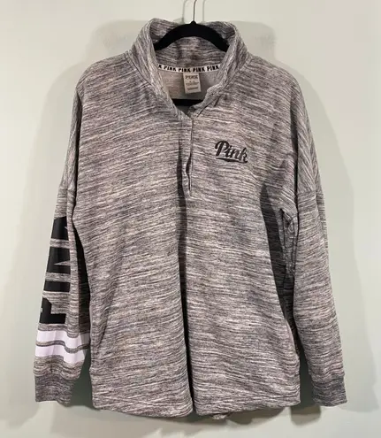 PINK Victoria's Secret Heather Grey Quarter Snap Button Up Sweatshirt Size M Size M