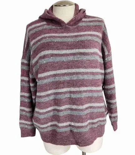 Nine West  mauve stripe hooded sweater size xxl