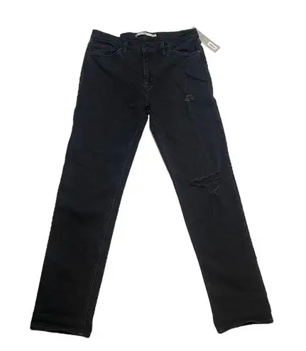 Hudson NWT Black NICO Midrise Straight Ankle Jeans New Size 30 Distressed Denim