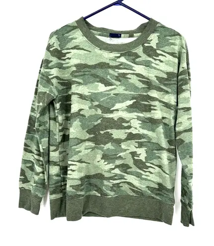 Splendid  size small green‎ camo camouflage print pullover crew neck sweatshirt thumbnail 1