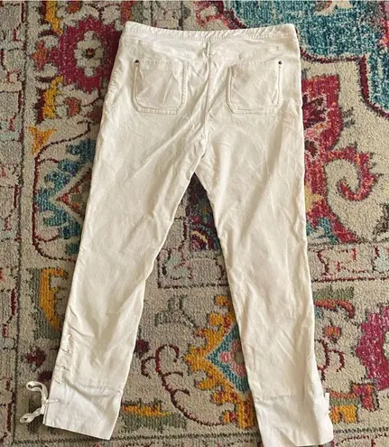 Anthropologie Leifsdottir Cream Cropped Pants with Lace Up Hem White Size 12