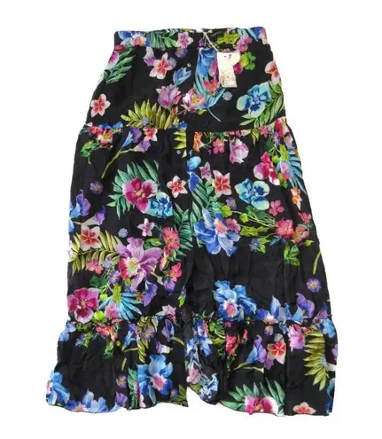 Johnny Was NWT Aruba Ophelia Maxi in Black Floral Tiered Skirt M $275