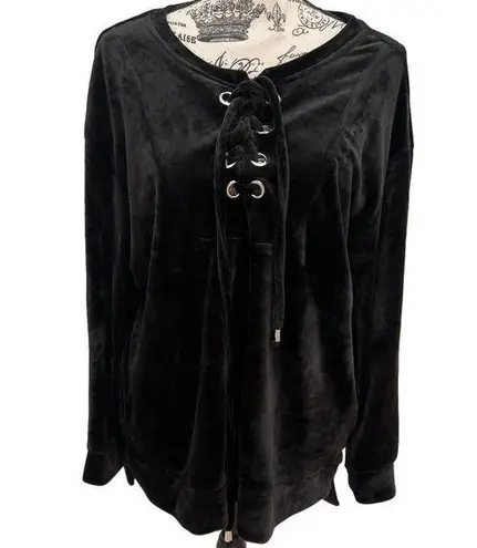 Spring + Mercer Black Velour Top Shirt Women's Medium