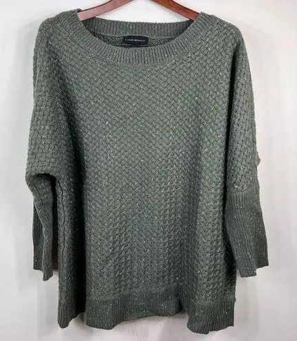 Lane Bryant  Weave Knit Speckled Khaki Crew Sweater