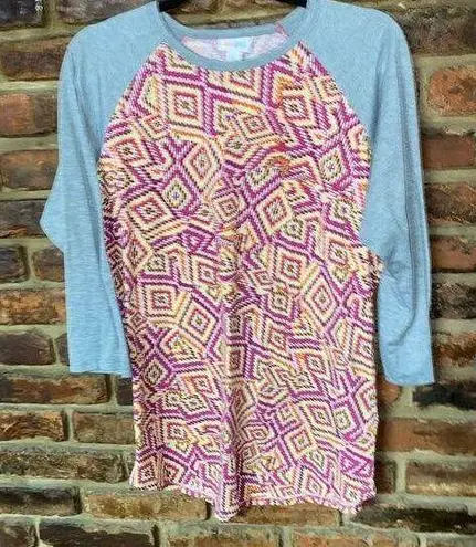 LuLaRoe  Multicolored Geometric Long Sleeve Top Women's Size Large