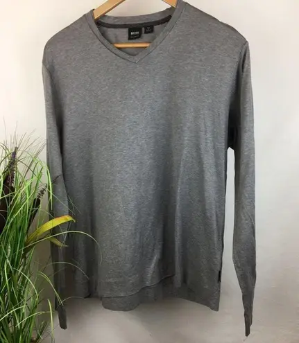 Hugo Boss Hugo Bosss Gray V Neck Long Sleeve Tee T Shirt XL