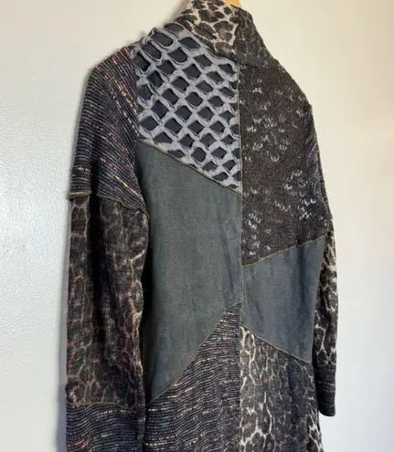 CLEARANCE! Brown Dor Dor Couture Multi Pattern Open Sweater Size M EUC Size M