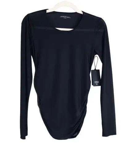 LANSTON Sheer Mesh Rushed Top Women S Black Goth Romantic Athletic Chick NWT