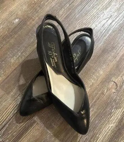 Fashion 10 Endicott Johnson Vintage Leather Pumps Wedge Classic Minimalist Black Size 5.5