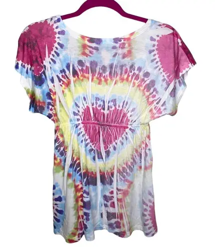 Vibrant Hot Choco ❥ Crystal Heart Butterfly Tunic Top Tee Shirt ❥ Tie Dye ❥ Med