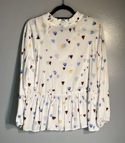 Velvet & Heart Long sleeve Blouse w/ Heart Design in white sz Sm