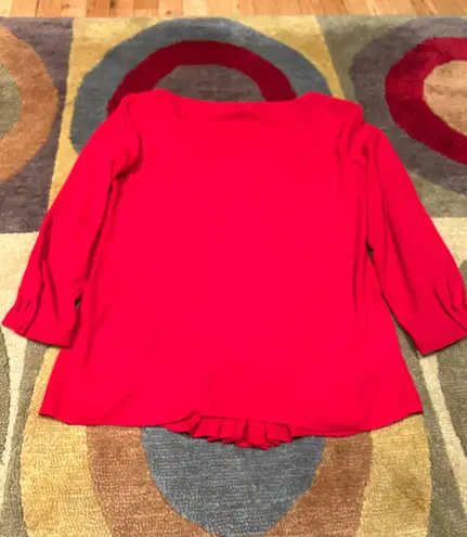 Ann Taylor LOFT Red Sheer Business Work Blouse Top Dress Shirt 3/4 Sleeves Small