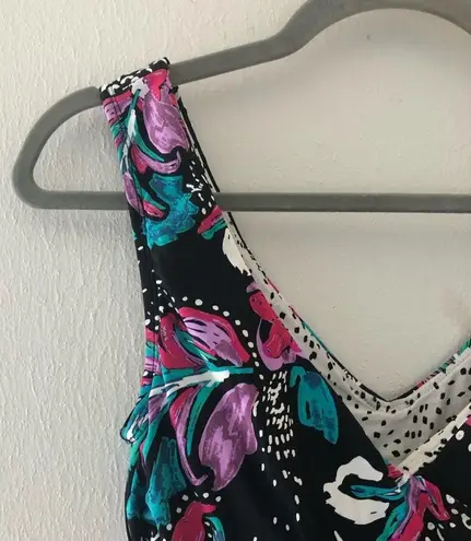 Anne cole  Tankini Top Multicolored Swimwear TOP ONLY Sz M EUC Floral Pink Black