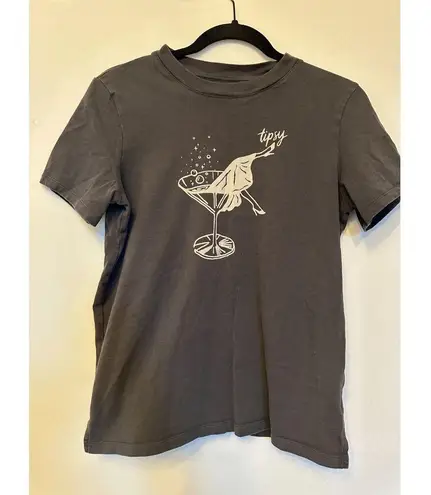 Quirky 100% Cotton Tipsy Retro Tee Size Medium Blue