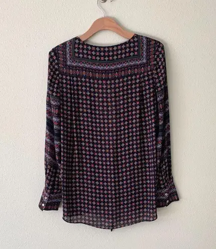 Derek Lam 10 Crosby Navy Silk Print Blouse Size 6