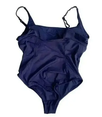 ANDIE NWT Havana Empire Waist One Piece Swimsuit Removable Cups L Navy Blue