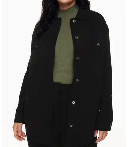 Aritzia Wilfred The Ganna Jacket Womens Large Black Shacket Button Front Pockets