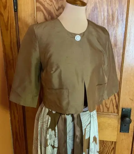 Spiegel Vintage strapless floral silk midi dress n jacket set