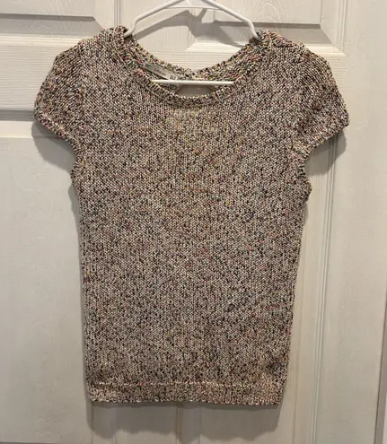 Zara Knit Fun Multicolored Short Sleeve Backless Pullover Sweater Top Small Pink