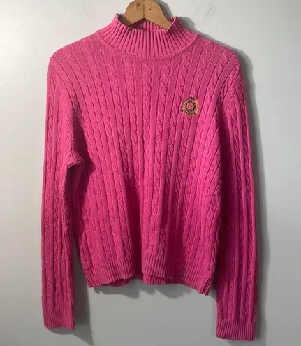 Ralph Lauren  vintage “Barbie pink” 100% cotton cable knit sweater sz Lg