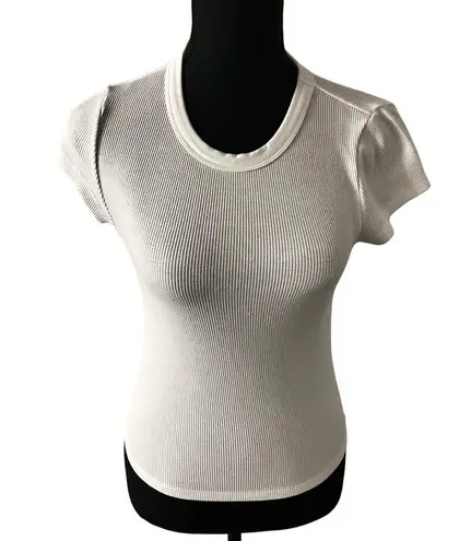 American Eagle Hey Baby Waffle Short Sleeve Tee Shirt Small Women’s Cream White