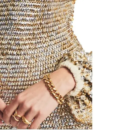 RETROFETE TARA SEQUIN CROCHET DRESS XS Black