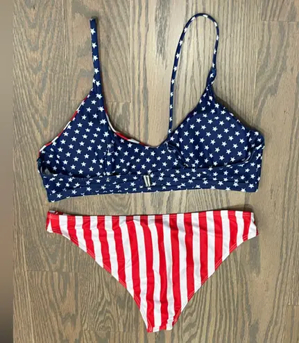Red and Blue Star Striped Bikini Set Size undefined