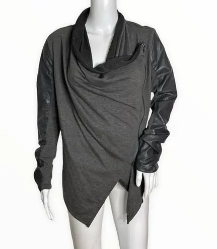 Blank NYC Jacket Womens Medium Gray Private Practice Jersey Knit & Vegan Leather