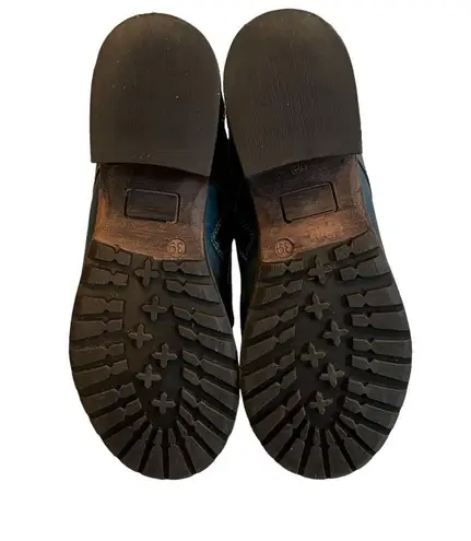 Dromedaries Kara Teal Leather Combat Boot, EU 39 Blue Size 9