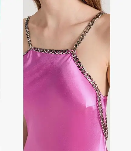 L'Agence NWOT Majesty Chain-Trim Satin Gown in Magenta Pink Size 8