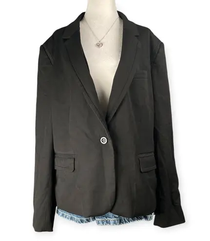 Ellen Tracy Blazer Womens 18 Black One Button Career Work Jacket Pockets Chic