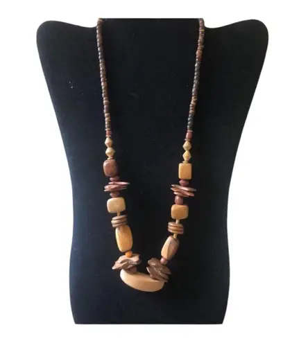 Vintage Bold Earthy Chunky 70’s Various Styles Sizes Wooden Beads Retro Necklace Brown