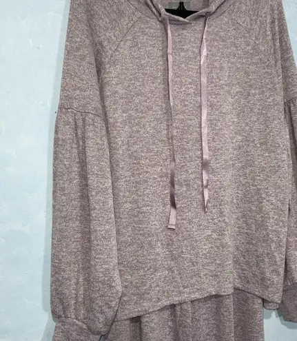 Lann Gy by Guiliana Heather Pink Hooded Wide Leg Lounge Sweatsuit Oversize S/XS