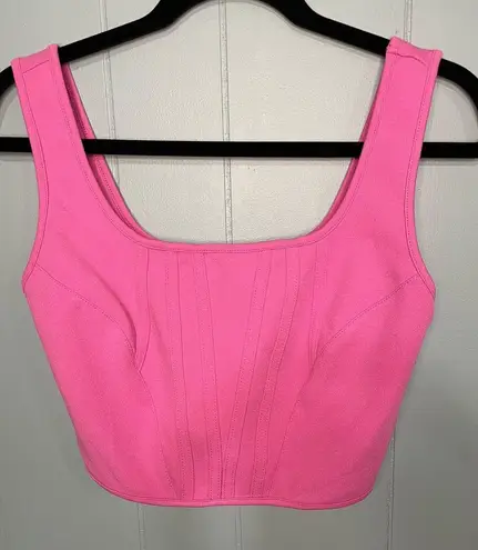 Happily Grey Women's Pink Sleeveless Corset Top Square Neck Tank, Size Small
