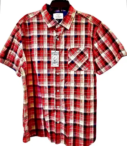 Flag & Anthem Men’s Red Dawson Short Sleeve Plaid Western Shirt Size XL