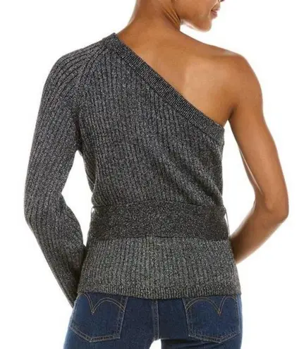 Eleven Six Nova Alpaca Metallic Lurex Blend Gray One Shoulder Sweater Size L Size L