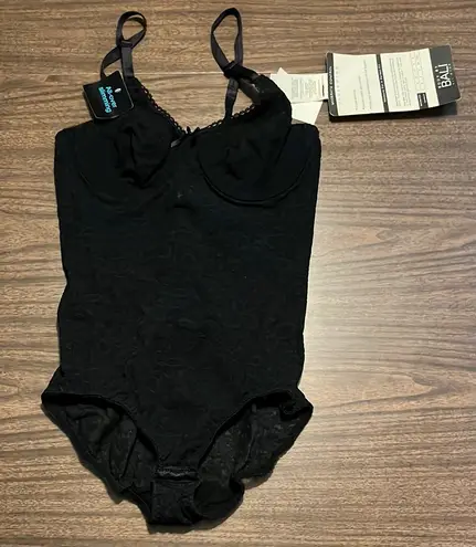 Bali NEW 36B Black Bodysuit All Over Slimming Lace Smooth Shaper NWT
