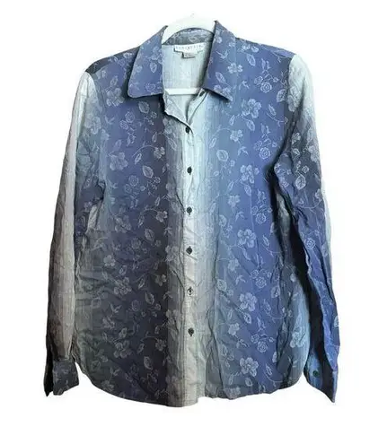 Doncaster Top Womens Medium Multicolor Floral Print Silk Blend Button Up Blouse