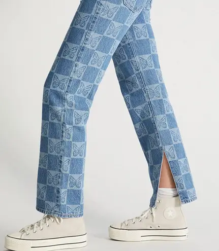 PacSun Eco Butterfly Checkerboard Low Rise Straight Leg Jeans