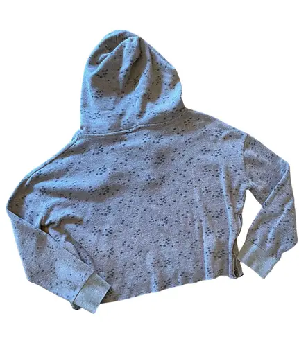 Vintage Havana Crop Distressed Zipper Side Pullover Hoodie Size Small 0583