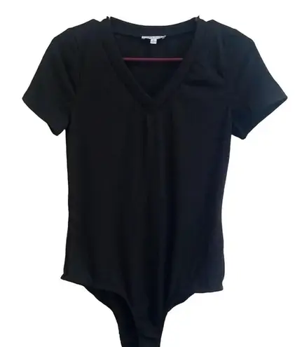 White Birch Black Ribbed Bodysuit Size Small V Neck