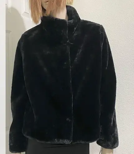 Coffee Shop New York Black Faux Fur Fuzzy Soft Coat Size XL NWT