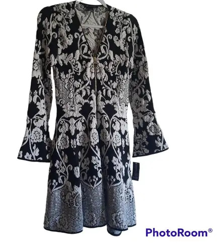 INC  International Concepts Floral Zip-Up Sweater Dress 