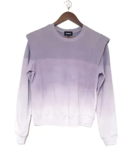 New MONROW Purple Ombre Tie Dye Sweatshirt Pullover Cotton Ruffle Size Large New Purple