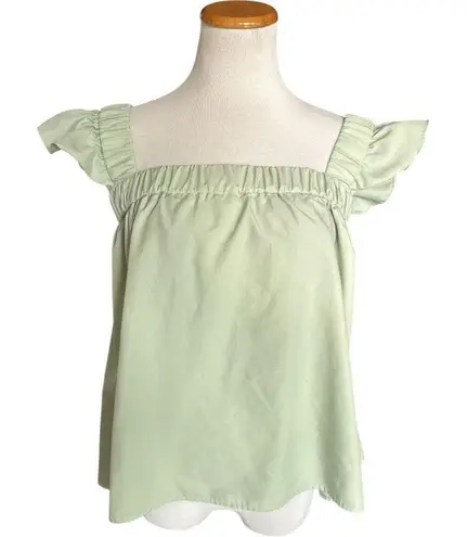 Womens Marc Boutique Flutter Sleeve Square Neckline Top in Sage
